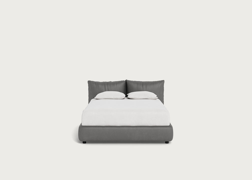 Pillow Storage Bed Double / No Storage / Luxury Leather Slate