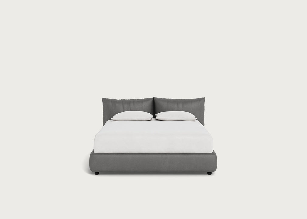 Pillow Storage Bed King / No Storage / Luxury Leather Slate