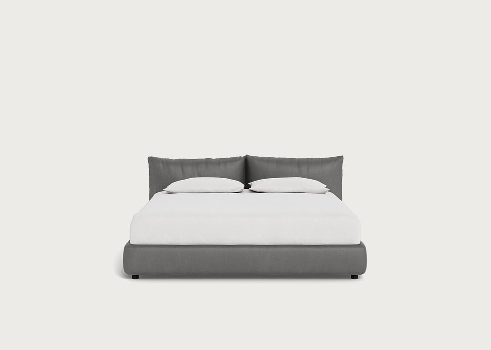 Pillow Storage Bed Super King / No Storage / Luxury Leather Slate