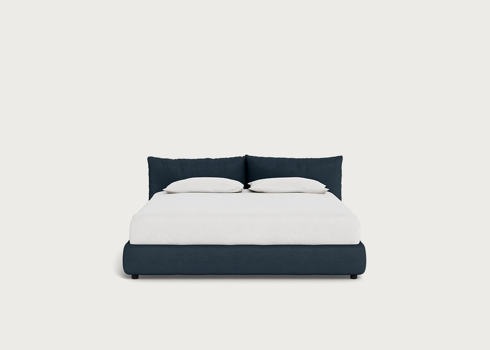 Pillow Storage Bed Super King / No Storage / Siena Cotton Deep Sea