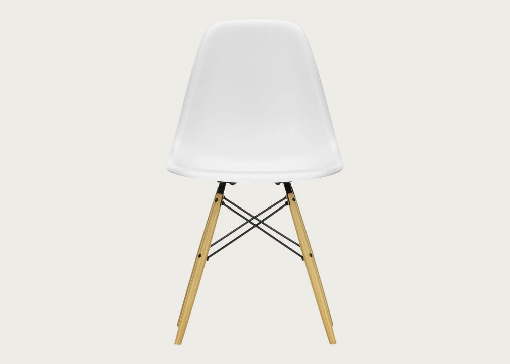Eames Plastic Side Chair RE DSW Cotton White / DSW Golden Maple