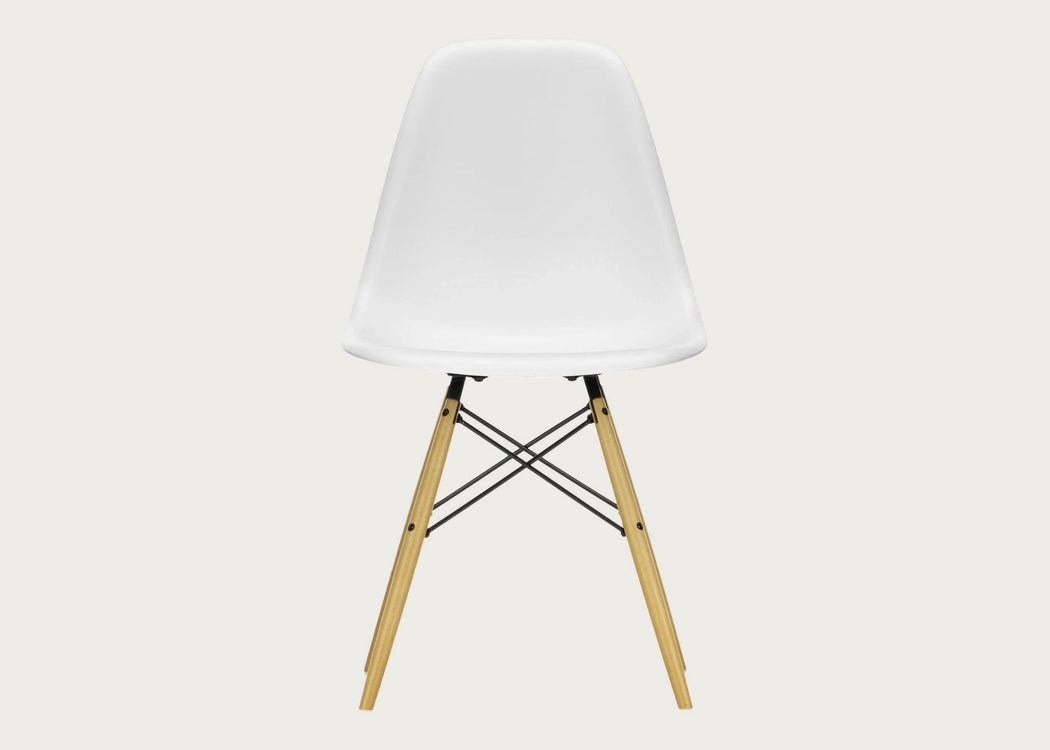 Eames Plastic Side Chair RE DSW Cotton White / DSW Golden Maple