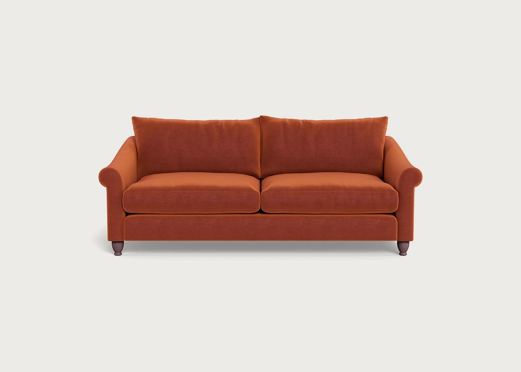 Devon 4 Seater Sofa Cotton Velvet Russet / Walnut Stained