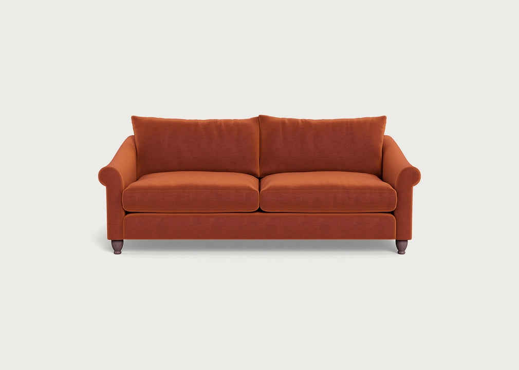 Devon 4 Seater Sofa Cotton Velvet Russet / Walnut Stained