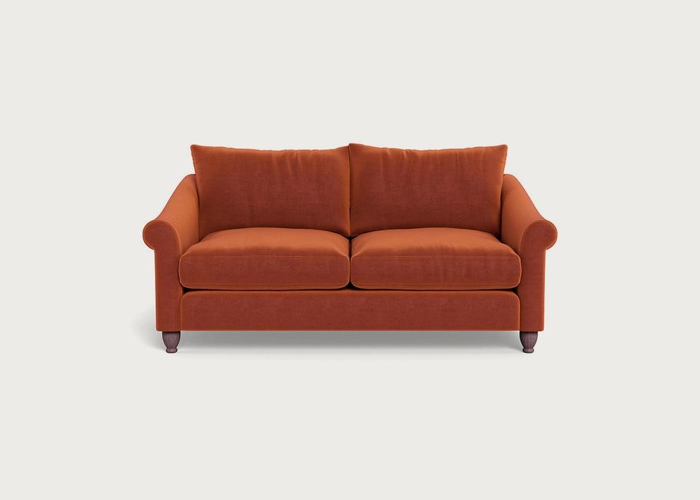 Devon 3 Seater Sofa Cotton Velvet Russet / Walnut Stained