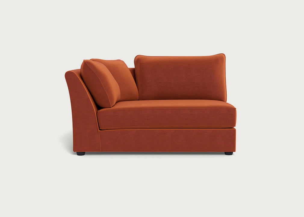 Tailor Large Curved Left Hand Facing Corner Unit Cotton Velvet Russet / Black