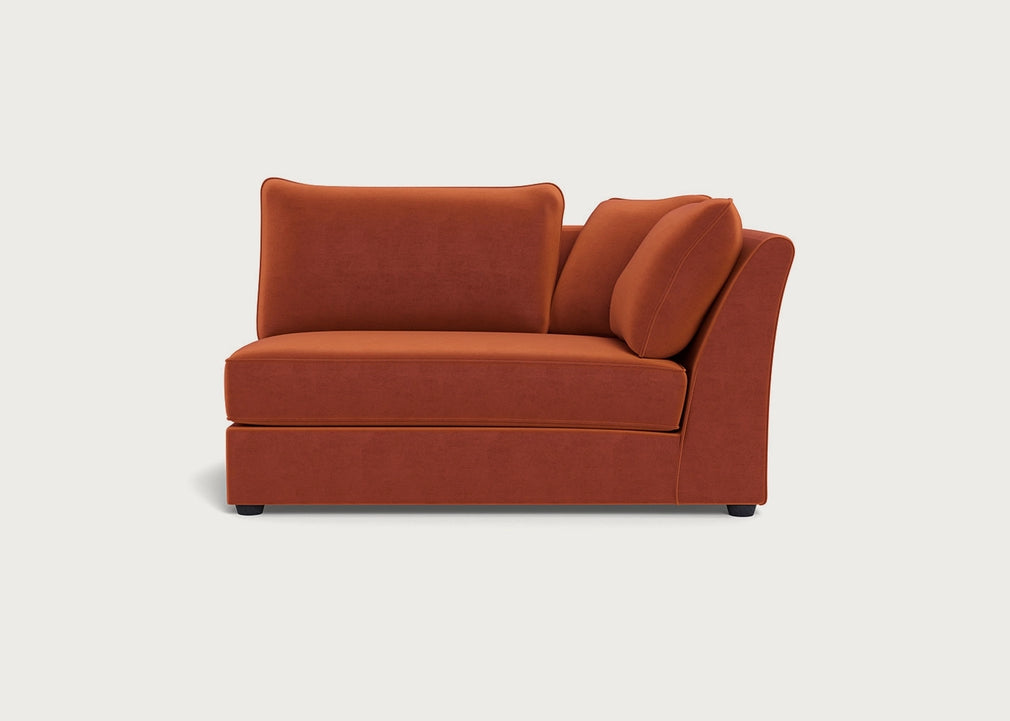 Tailor Large Curved Right Hand Facing Corner Unit Cotton Velvet Russet / Black