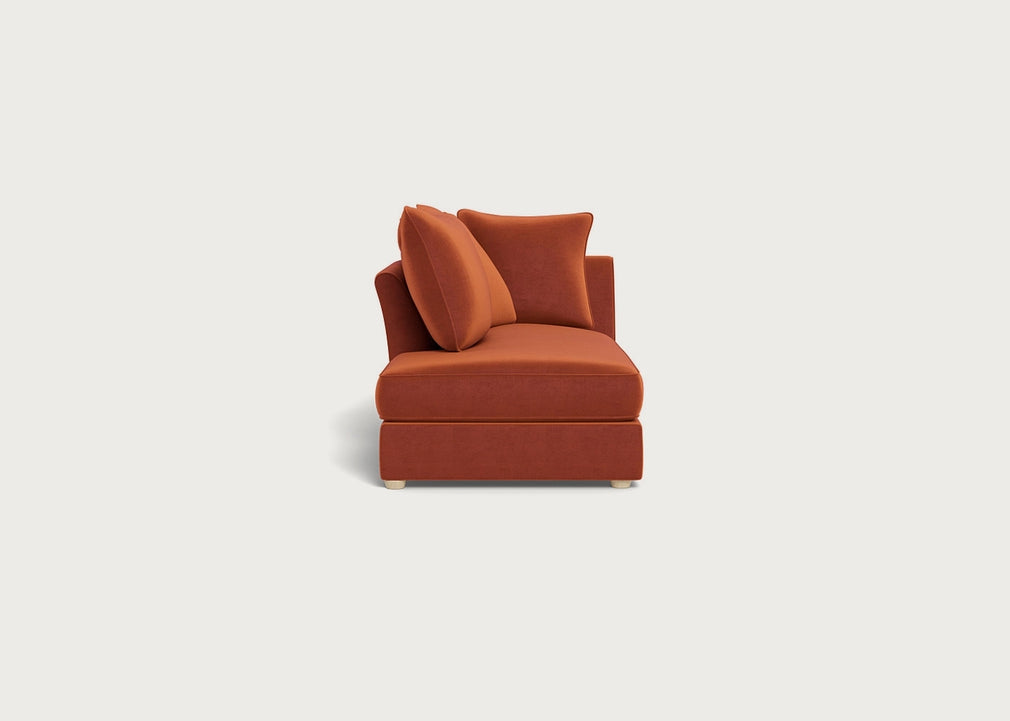 Tailor Left Hand Facing Chaise Unit Cotton Velvet Russet / Natural