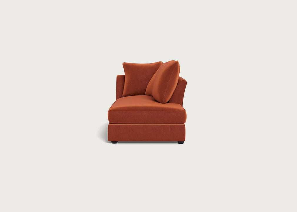 Tailor Right Hand Facing Chaise Unit Cotton Velvet Russet / Black
