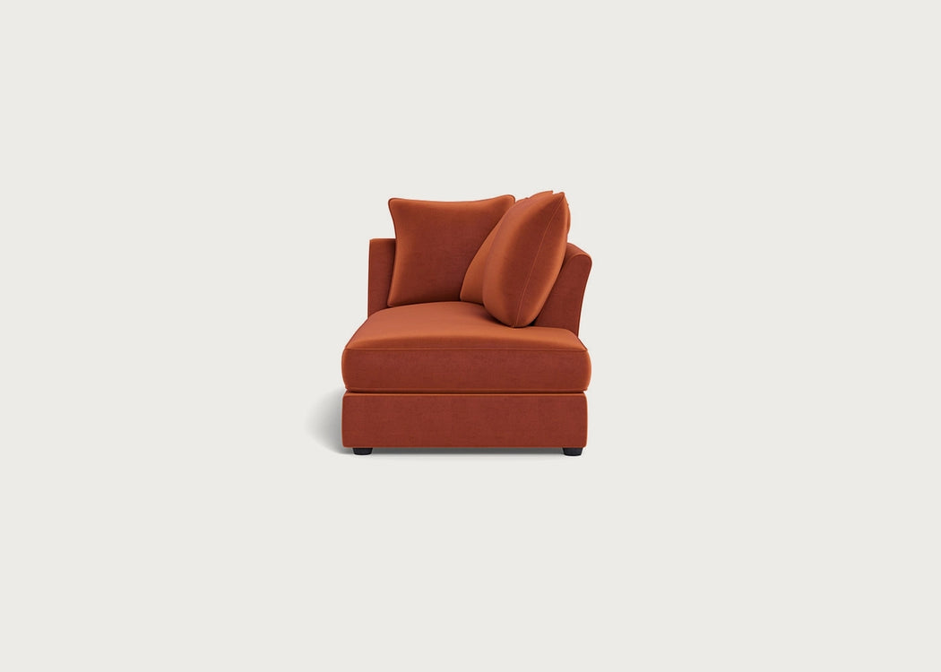 Tailor Right Hand Facing Chaise Unit Cotton Velvet Russet / Black