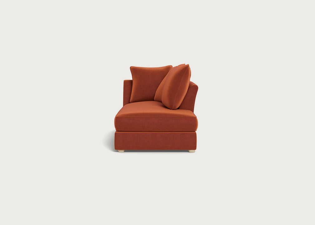 Tailor Right Hand Facing Chaise Unit Cotton Velvet Russet / Natural