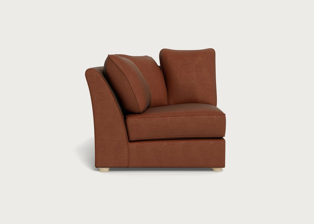 Tailor Curved Left Hand Facing Corner Unit Smart Luxe Velvet Tawny / Natural