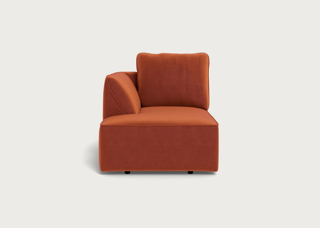 Morven Left Hand Facing Chaise Unit Cotton Velvet Russet