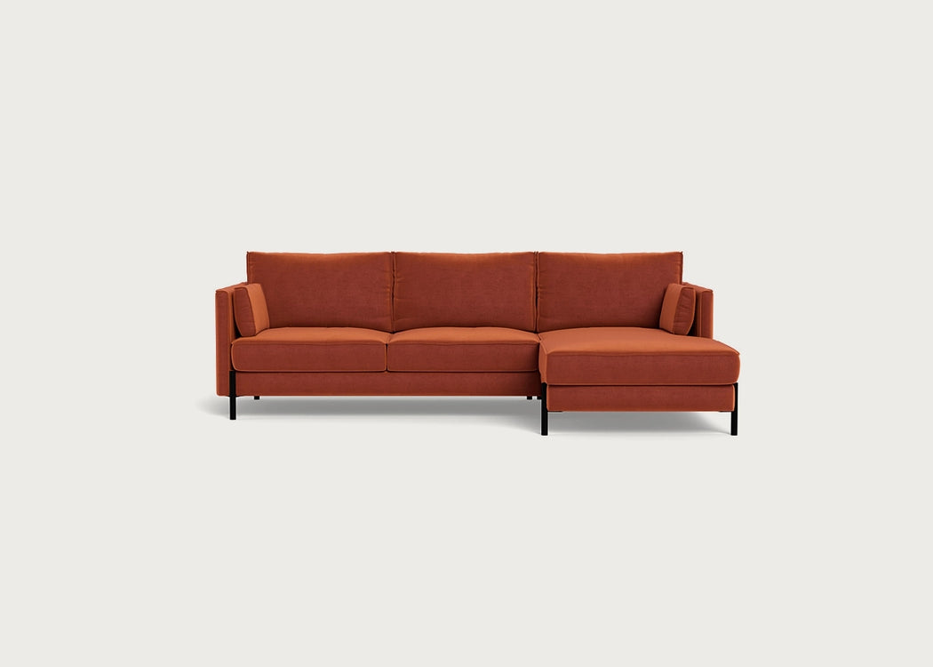 Tortona Right Hand Facing Corner Chaise Cotton Velvet Russet