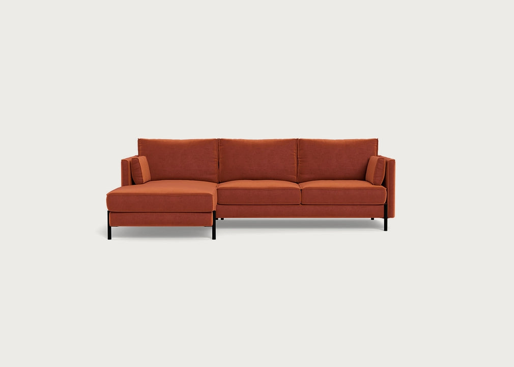 Tortona Left Hand Facing Corner Chaise Cotton Velvet Russet