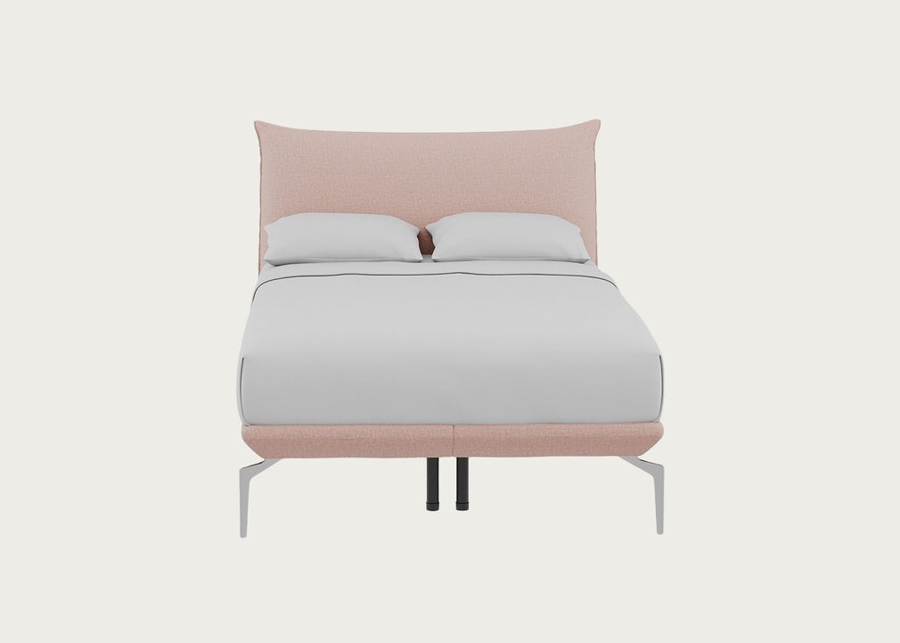 Aria Bed Double / Siena Cotton Dusky Pink / Chrome