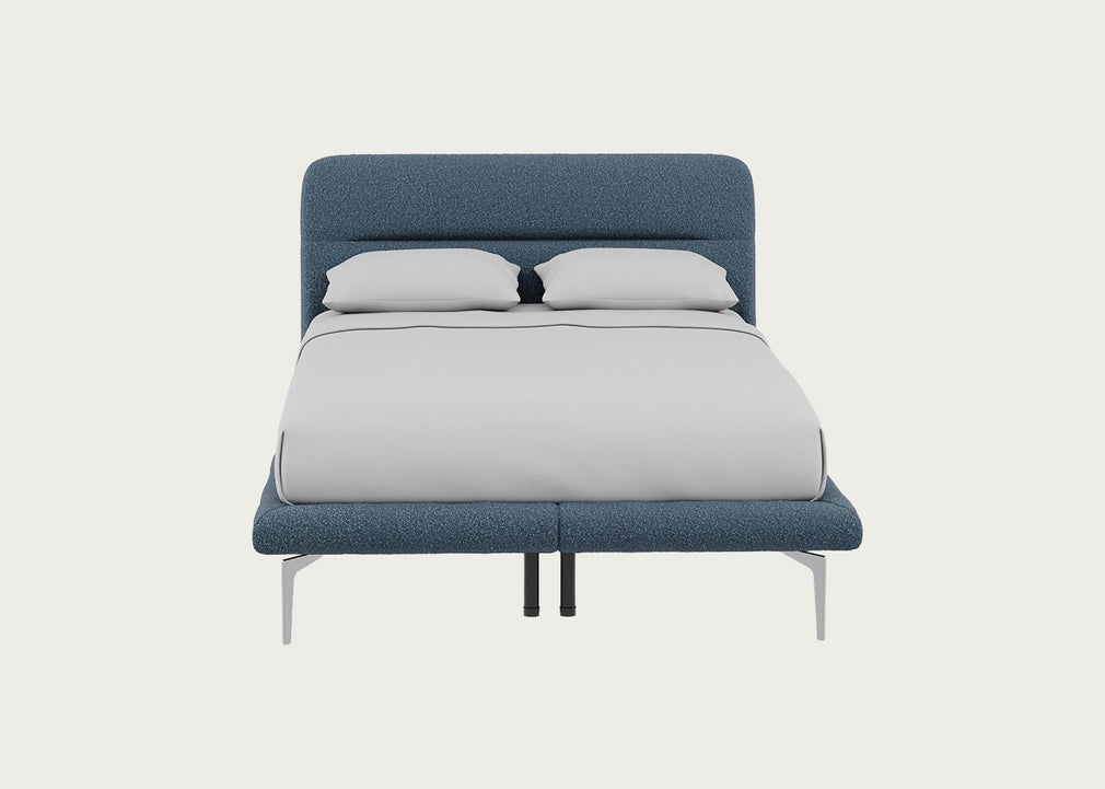 Gia Bed Double / Nova Boucle Oxford Blue / Chrome