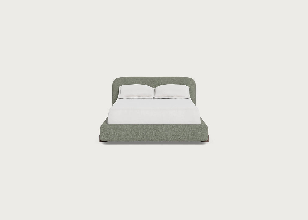 Nuvola Bed Double / Boucle Tweed Lapis / Walnut Stained