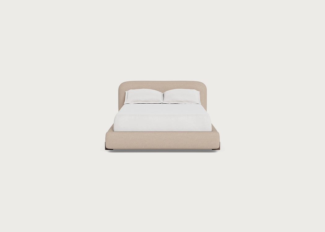 Nuvola Bed Double / Boucle Tweed Pearl / Walnut Stained