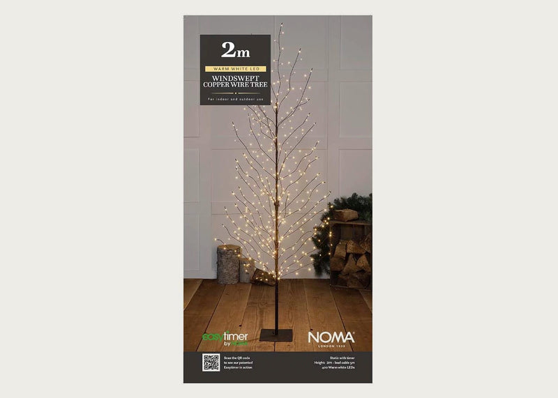 Warm White Black & Copper Windswept Tree 200cm