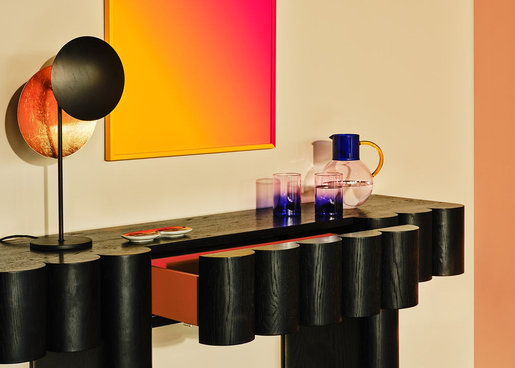 Eclisse LED Table Lamp Black & Gold Leaf