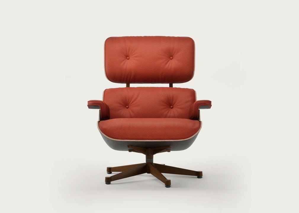 Eames Lounge Chair Contemporary Dimensions Cherry Natural / Premium Leather Red Stone 22 / Black