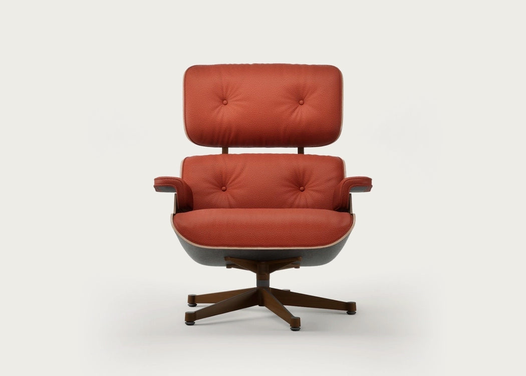 Eames Lounge Chair Contemporary Dimensions Cherry Natural / Premium Leather Red Stone 22 / Polished Black