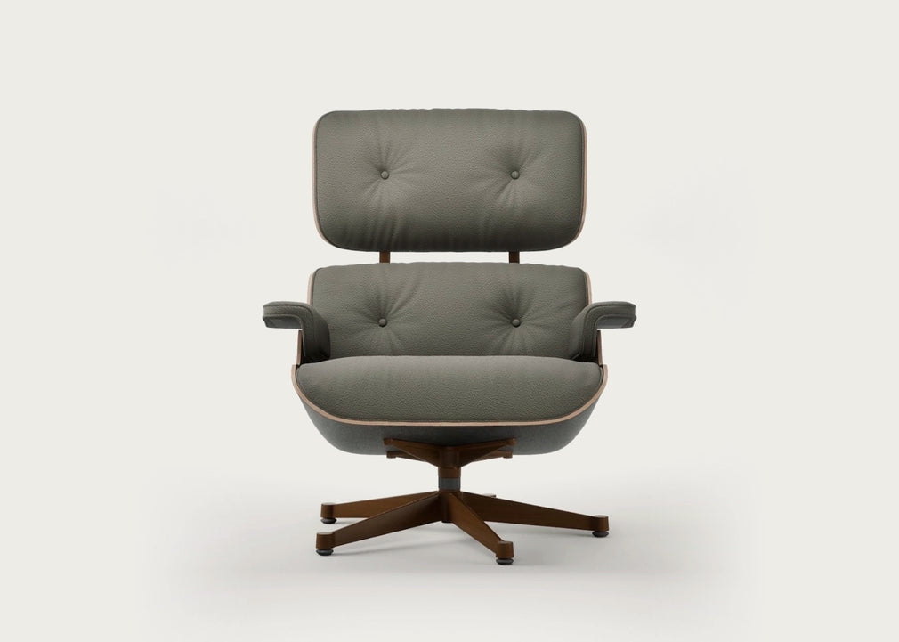 Eames Lounge Chair Contemporary Dimensions Cherry Natural / Premium Leather Khaki 58 / Black