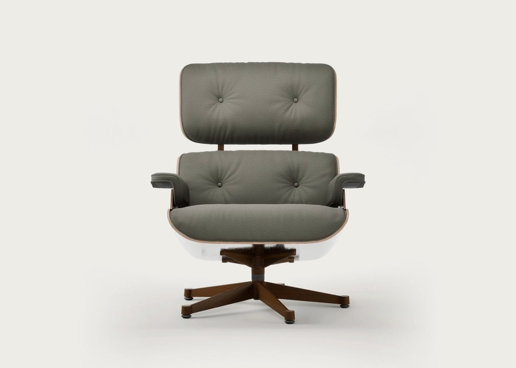 Eames Lounge Chair Contemporary Dimensions Cherry Natural / Premium Leather Khaki 58 / Polished Aluminium
