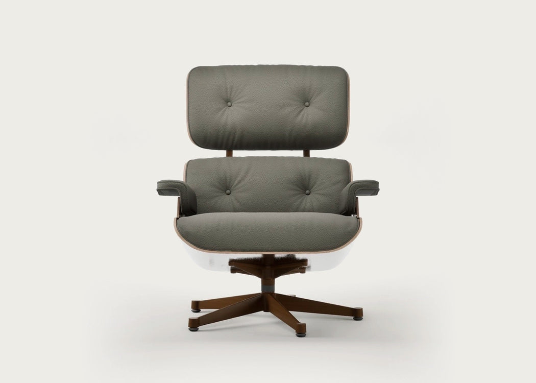 Eames Lounge Chair Contemporary Dimensions Cherry Natural / Premium Leather Khaki 58 / Polished Aluminium