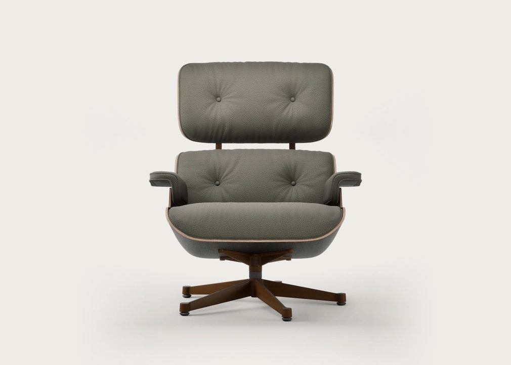 Eames Lounge Chair Contemporary Dimensions Cherry Natural / Premium Leather Khaki 58 / Polished Black