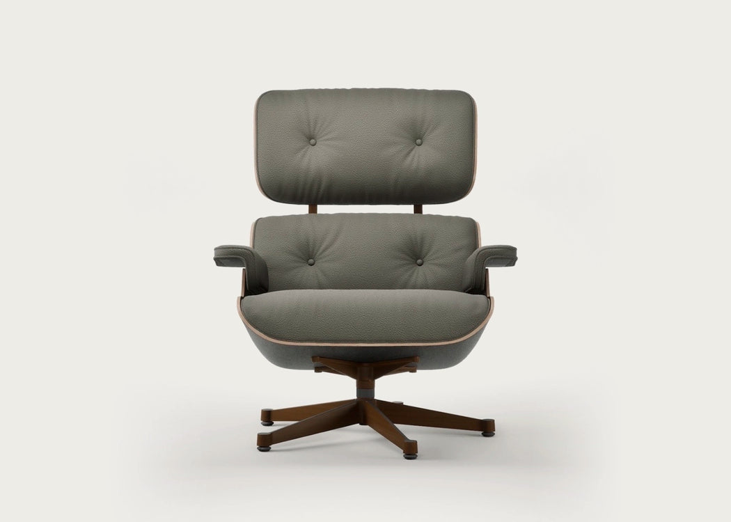 Eames Lounge Chair Contemporary Dimensions Cherry Natural / Premium Leather Khaki 58 / Polished Black