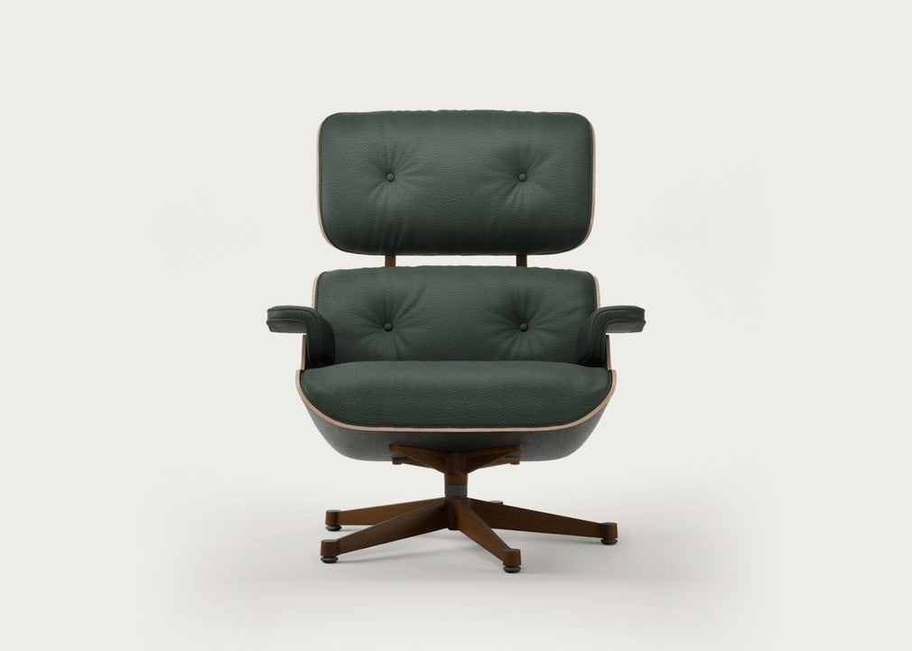 Eames Lounge Chair Contemporary Dimensions Cherry Natural / Premium Leather Jade 59 / Polished Black