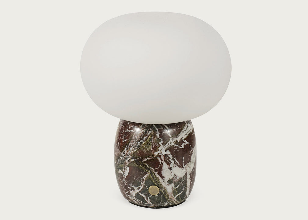 Pebble LED Portable Table Lamp Burgundy Marble
