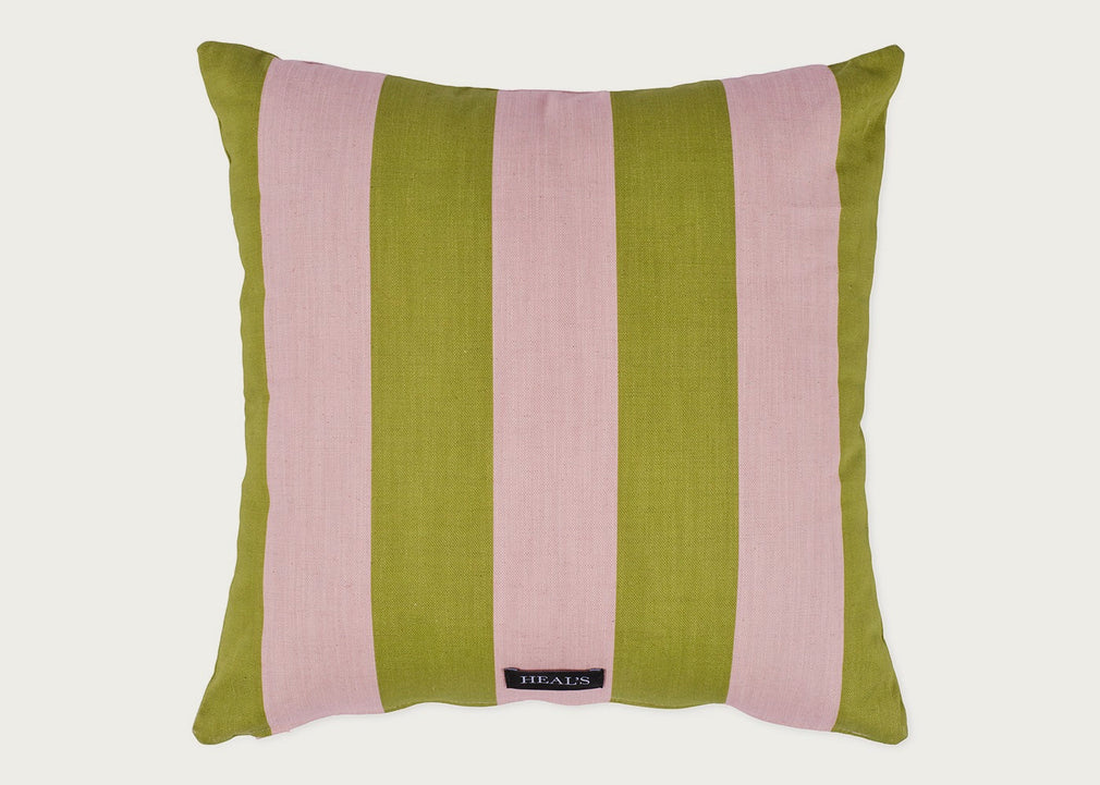 Cabana Stripe Cushion Pink & Green 43cm x 43cm