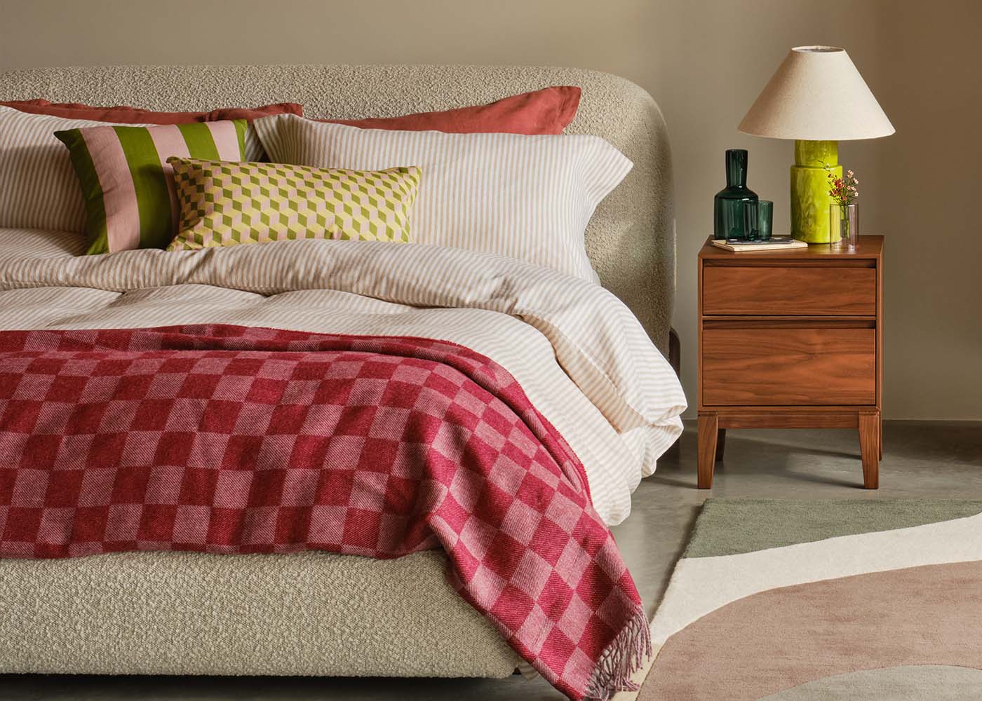 Pure Alpaca Throw Berry Check