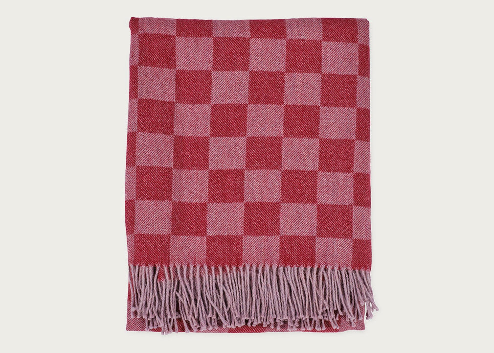 Pure Alpaca Throw Berry Check