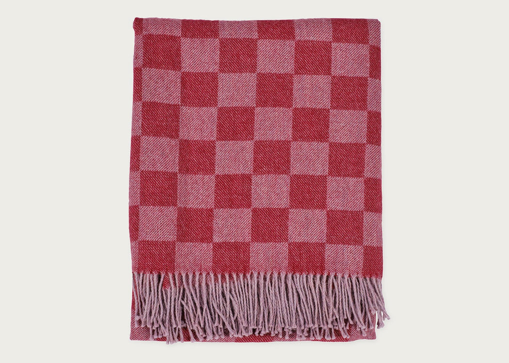 Pure Alpaca Throw Berry Check