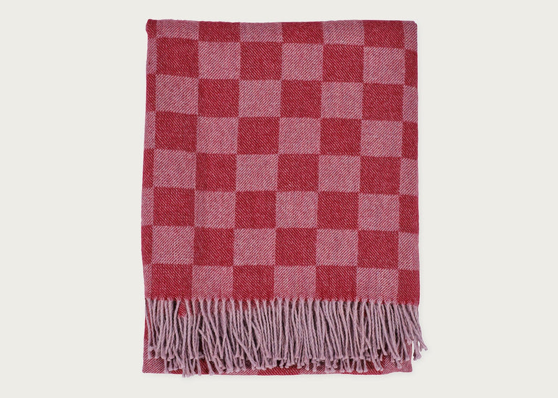 Pure Alpaca Throw Berry Check
