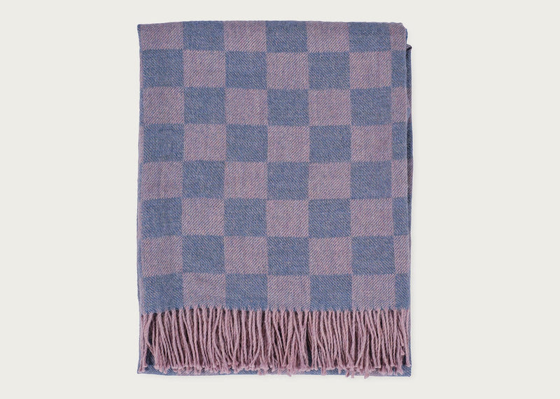 Pure Alpaca Throw Blue Check