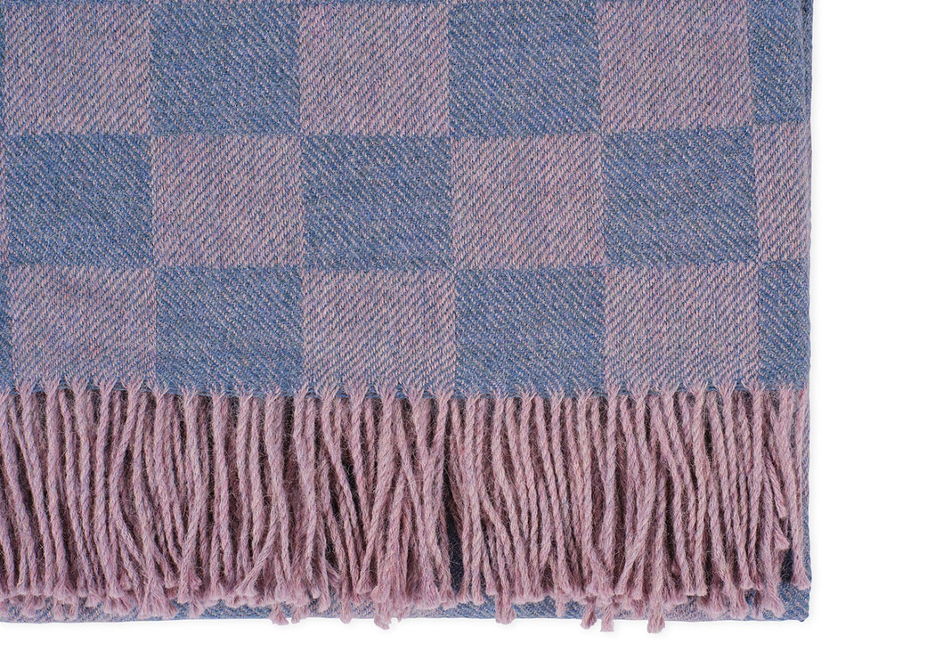 Pure Alpaca Throw Blue Check