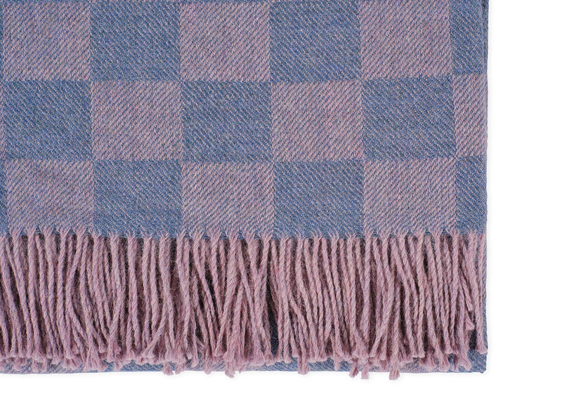 Pure Alpaca Throw Blue Check