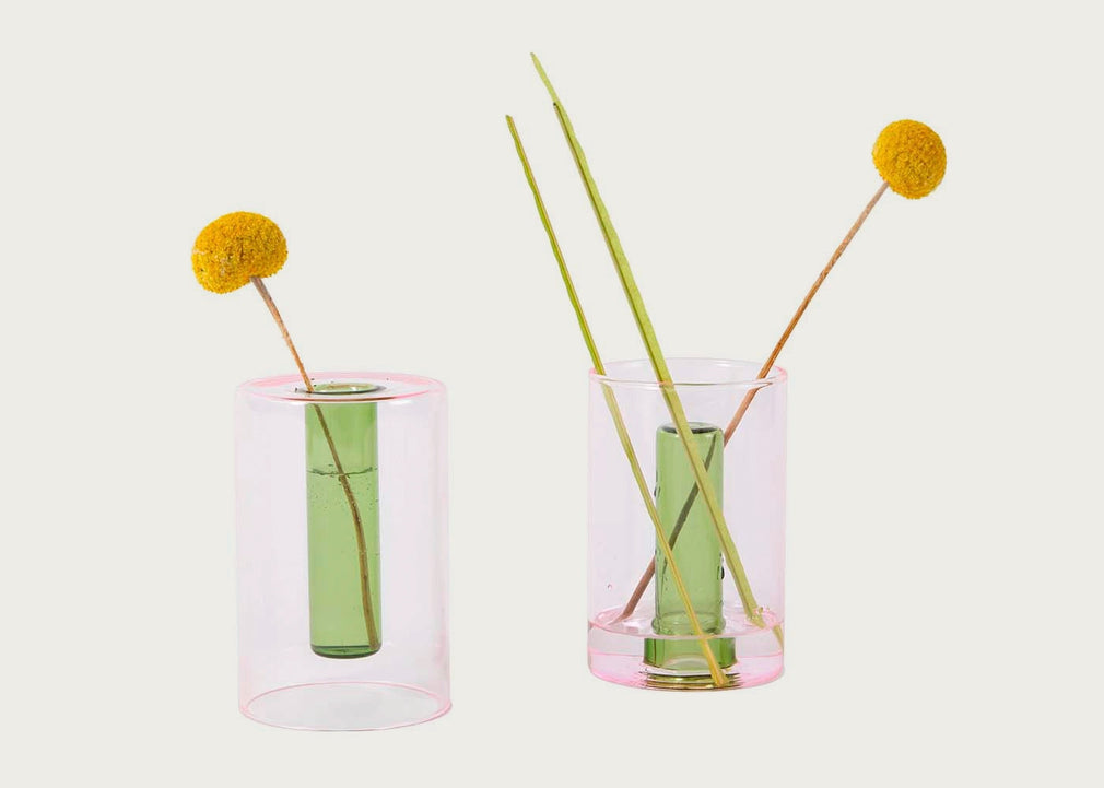 Block Reversible Vase Small Pink & Green