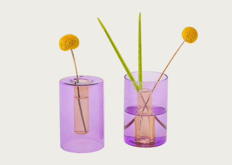 Block Reversible Vase Small Peach & Cobalt