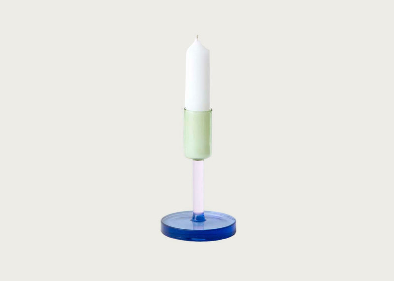 Block Candleholder Smoke & Amber
