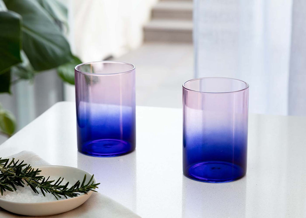 Block Two Tone Glasses Pink & Blue Set of 2