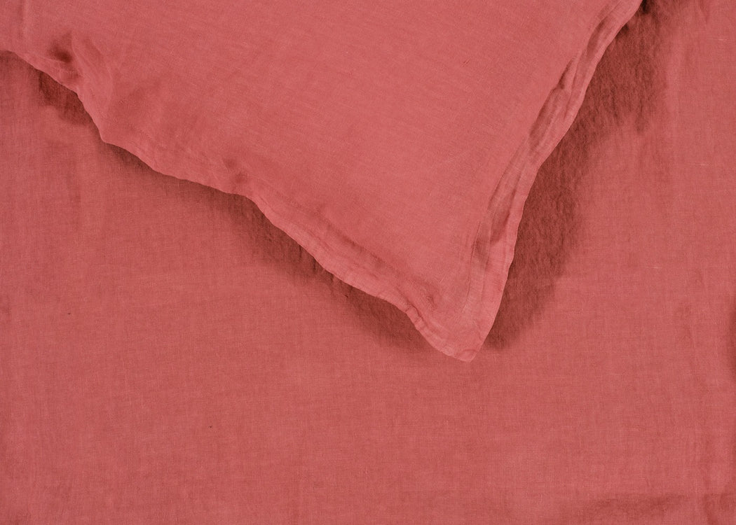 Washed Linen Terracotta Fitted Sheet King