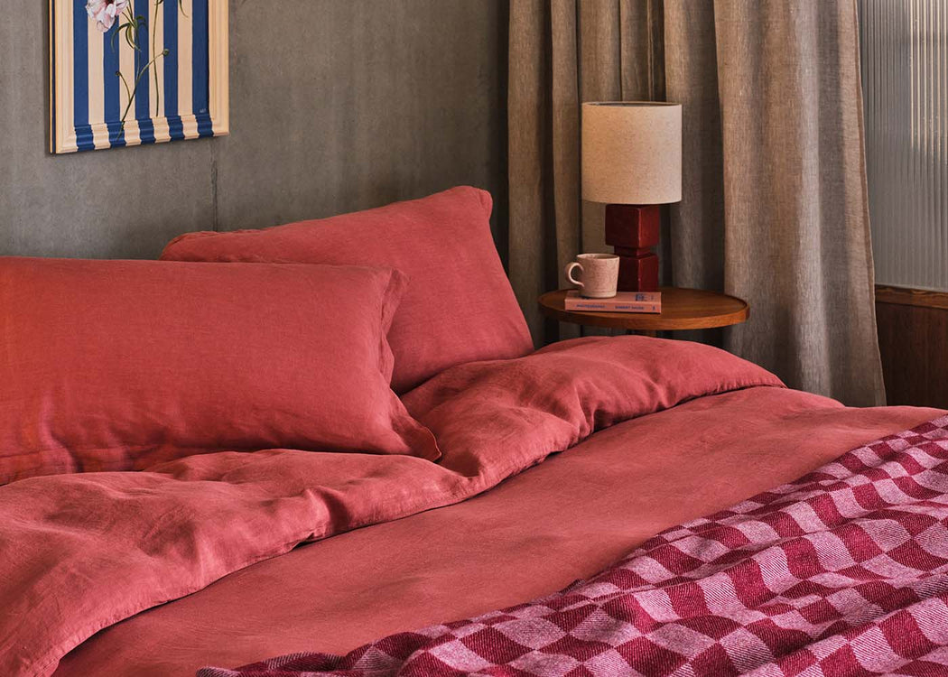 Washed Linen Terracotta Oxford Pillowcase