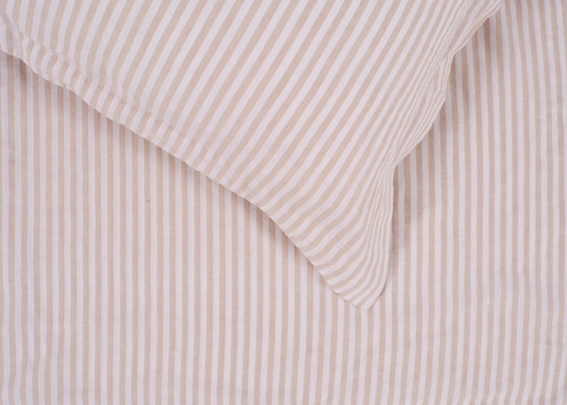 Washed Linen Blend Natural Stripe Duvet Cover Double