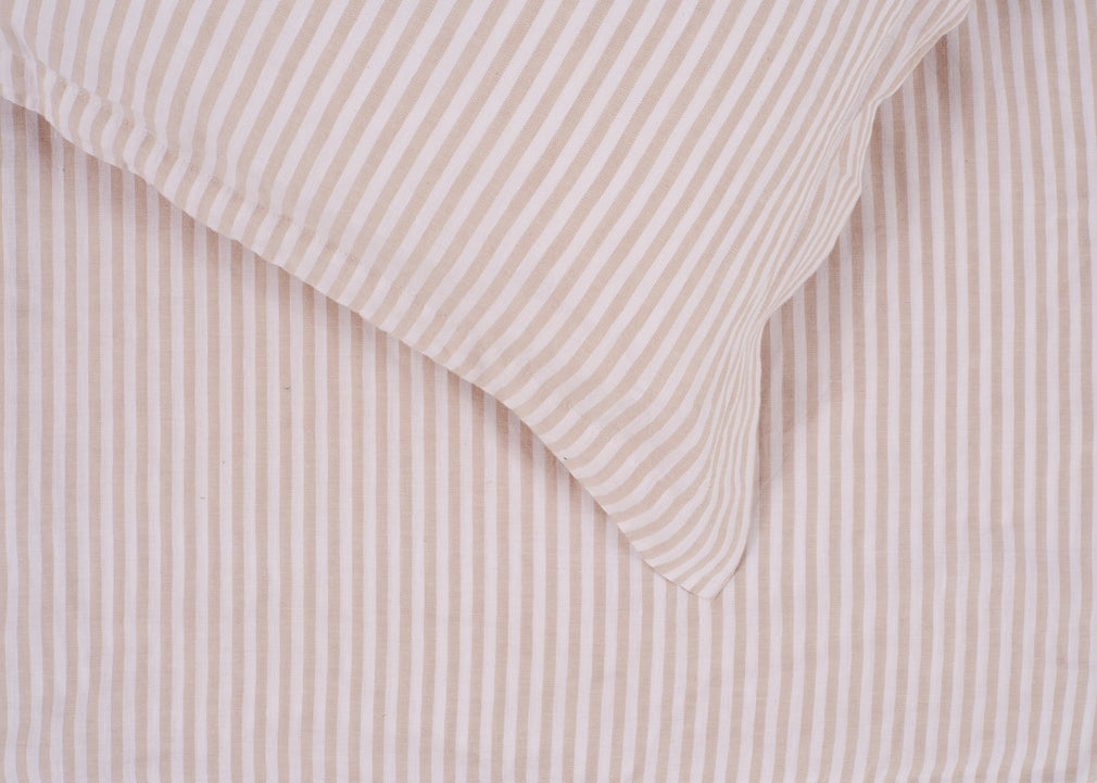 Washed Linen Blend Natural Stripe Oxford Pillowcase